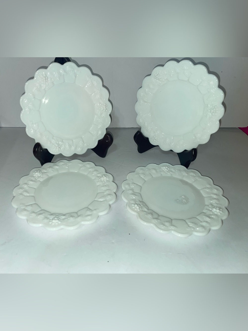 Westmoreland Paneled Grape Milk Glass Bread and Butter Plate Dessert vintage